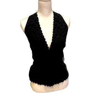 Beautiful black eyelet halter Sz small NWT